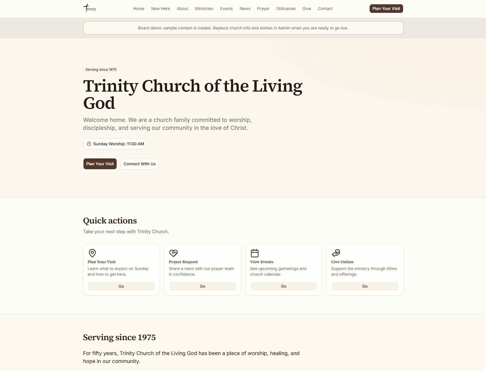 Trinity Church public website homepage